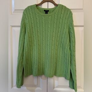 Izod Women’s Garden Green Cable Knit Sweater Size XL